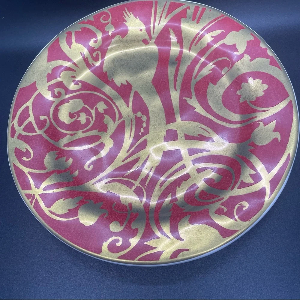 Pottery Barn Tabletop Jewel Red/Gold Plate 9